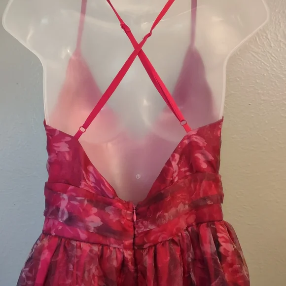 Lulu's Romance That Wows Magenta Floral Print Organza Maxi Dress - Picture 10 of 14